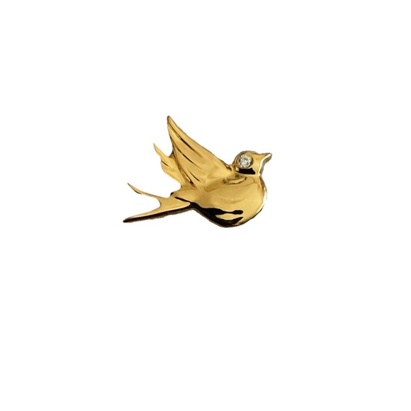 Jewelry - Dove w Rhinestone Eye Gold Tone Vintage Lapel Pin Pinback